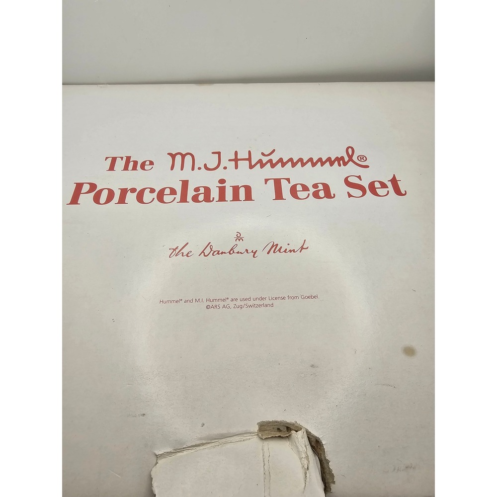 MJ Hummel Danbury Mint Stormy Weather Porcelain Tea Set Teapot Creamer Sugar